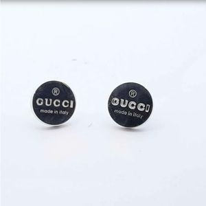Authentic Gucci sterling silver trademark logo button stud earrings